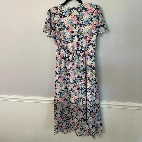 NWT Pretty Garden Women's Boho Ruffle Floral Summer V-Neck Faux Wrap Dress Sz Md - Picture 9 of 9